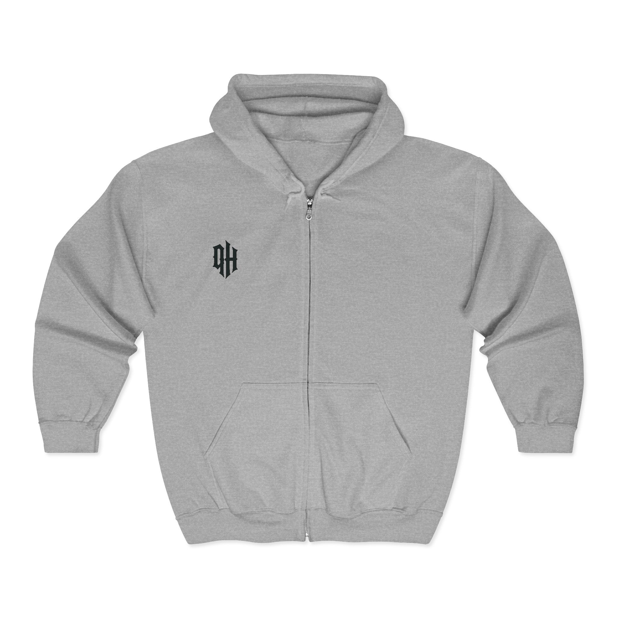 Doghead Gear Zip Hoodie — Small Monogram Front, Large Back Logo